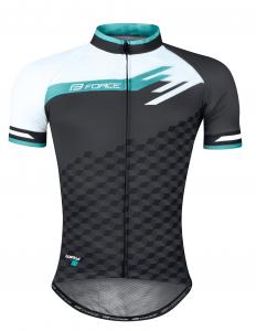 dres FORCE WAY kr. rukáv, šedo-bílo-tyrkysový  L a XL